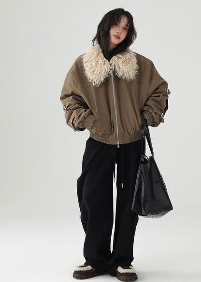 fur-collar work zip jacket / LG1178 