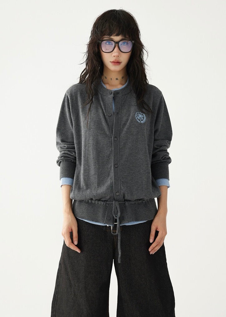 Drawstring knit cardigan / AS1212 