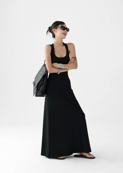 Slim back design long dress / AS1315