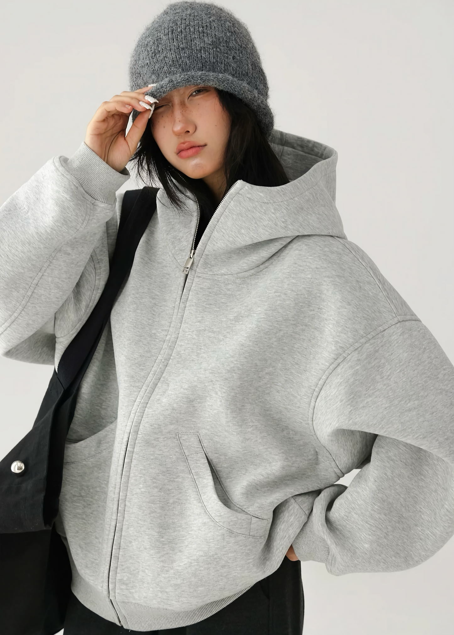 padded hooded zip sweatshirt / AS1145 