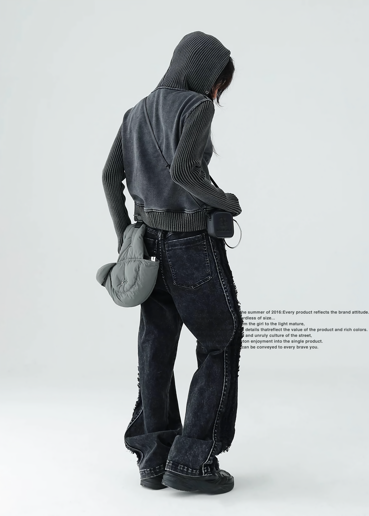 American retro short knit hoodie jacket / AS1139