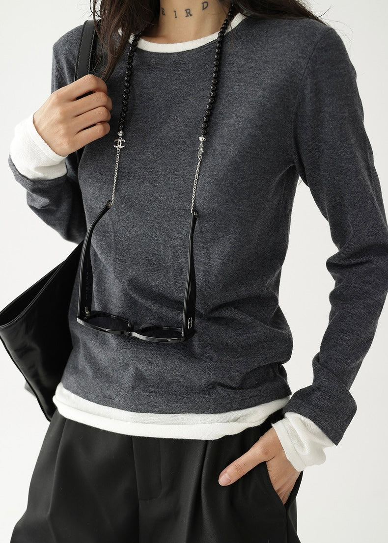 Patchwork long sleeve T-shirt / AS1221
