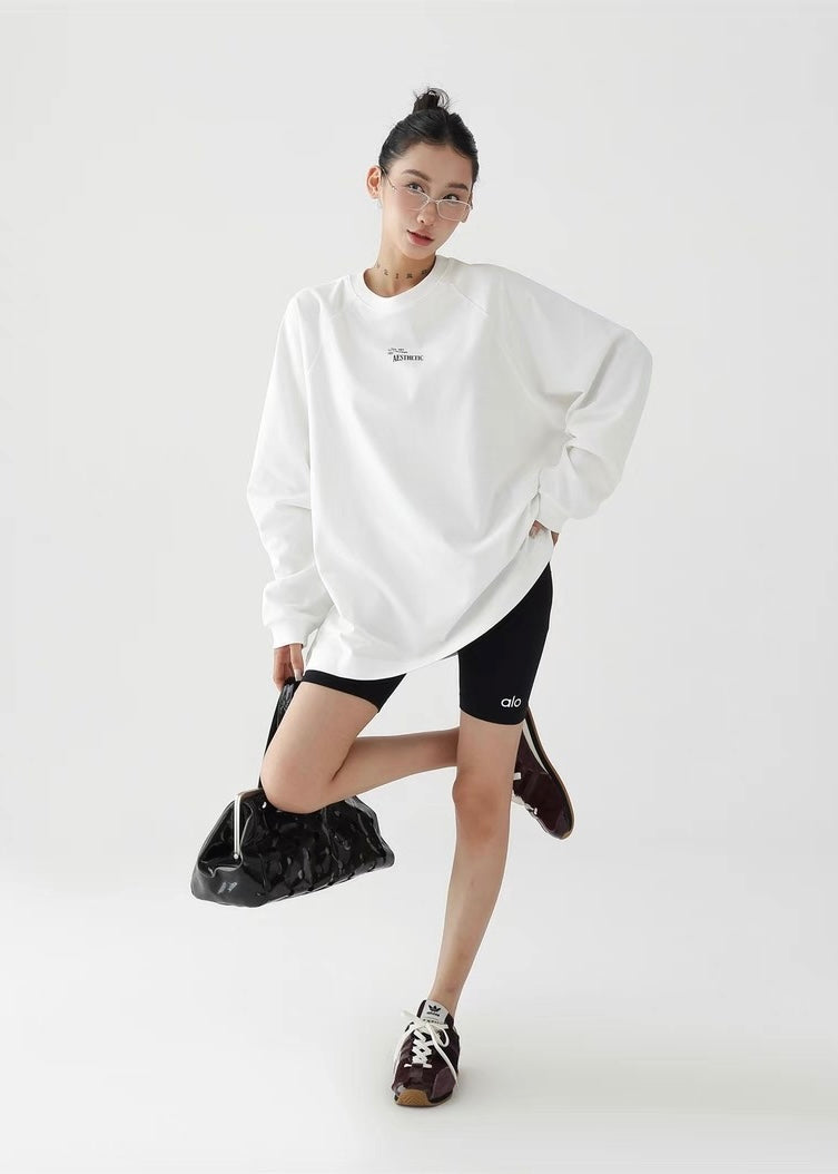 Basic print round neck long sleeve shirt / AS1263
