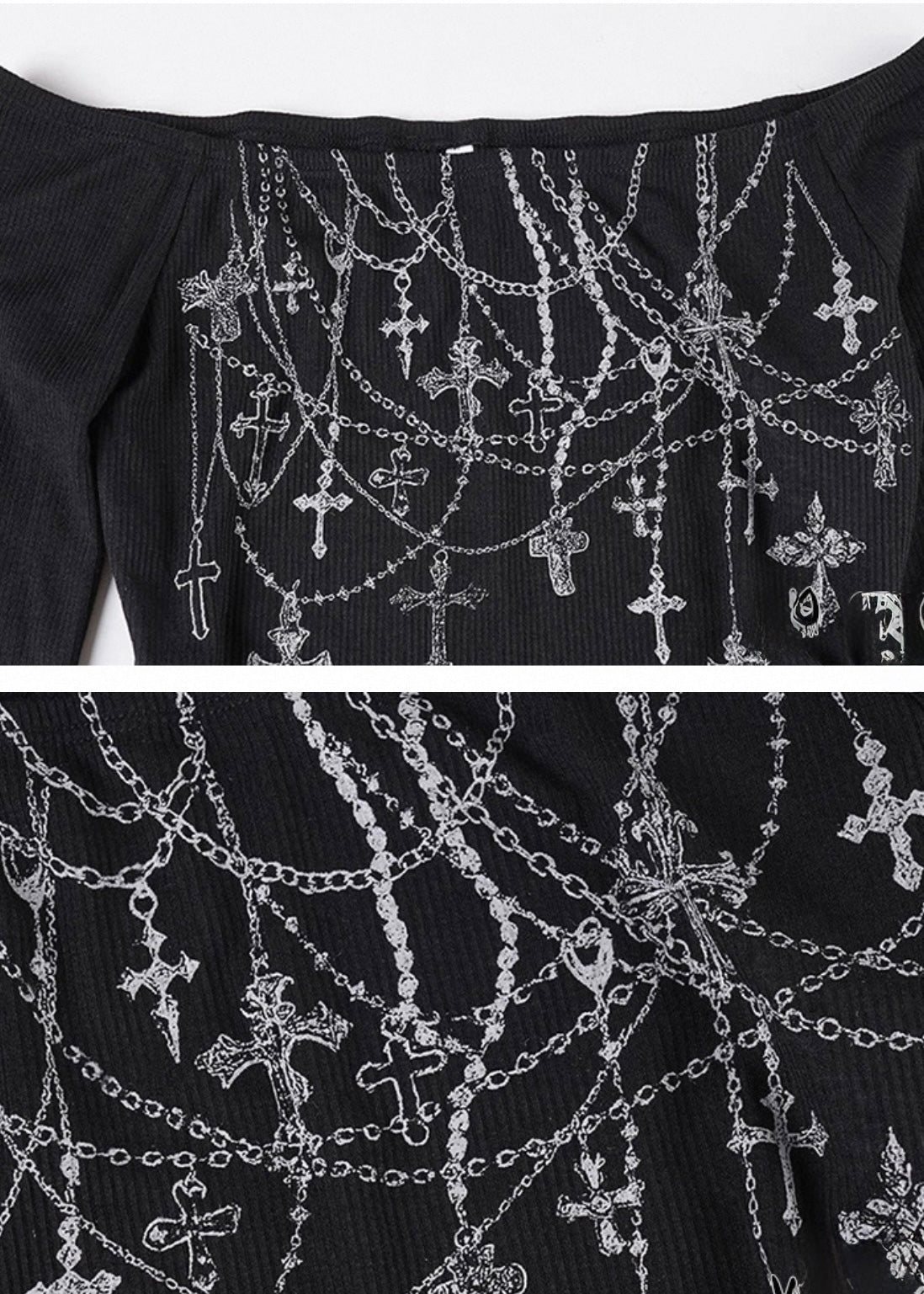 クロスチェーンプリントリボンT / vo1289