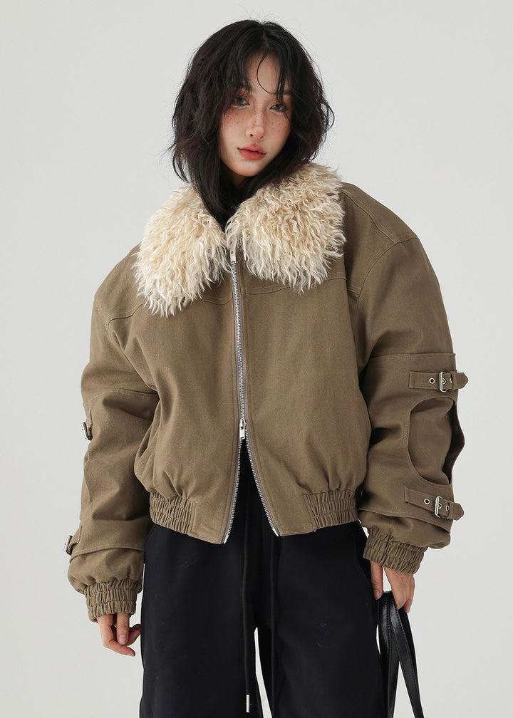 fur-collar work zip jacket / LG1178 