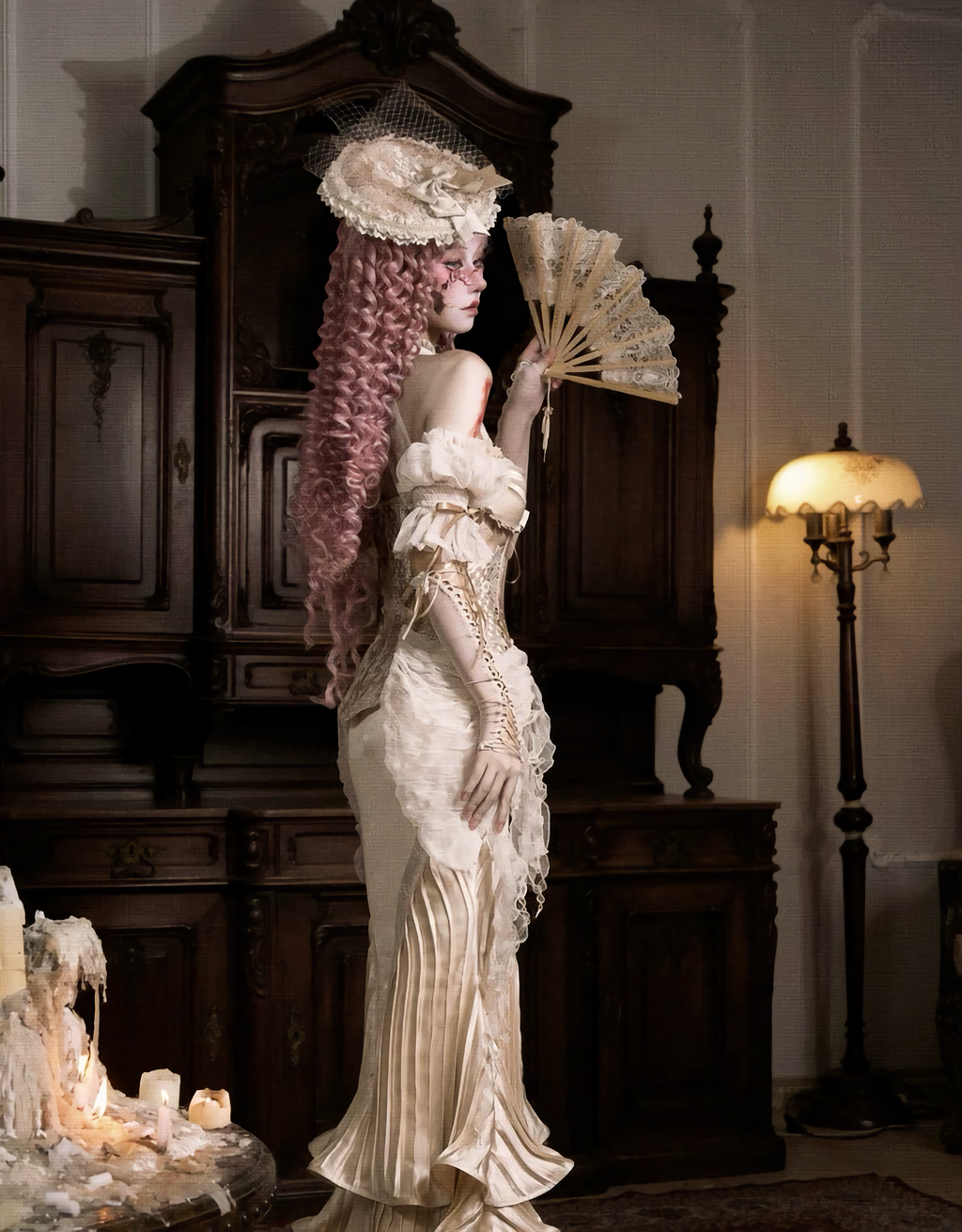 French Rococo Satin Long Mermaid Skirt / DR03