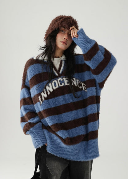 polo neck striped knit / AS1125 