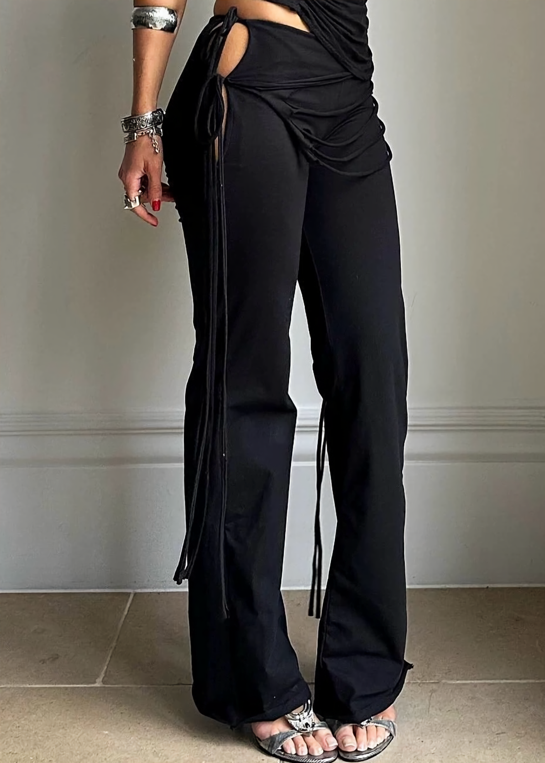 リボンレースアップパンツ / vo1284