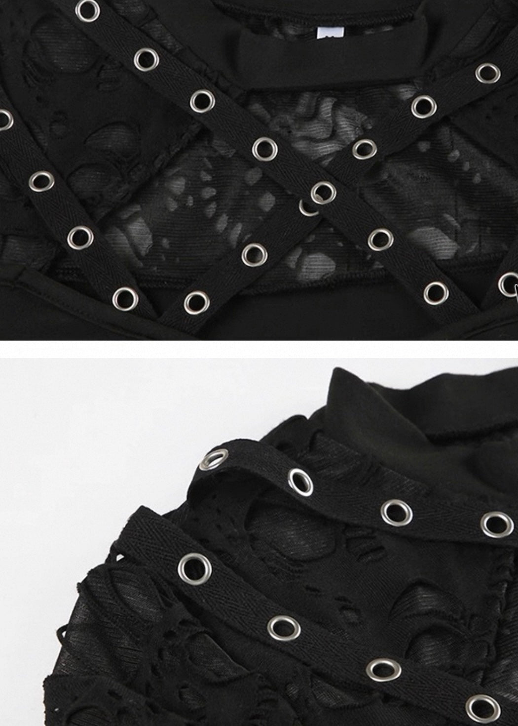 アイレットパッチワーク長袖シャツ / VO1191