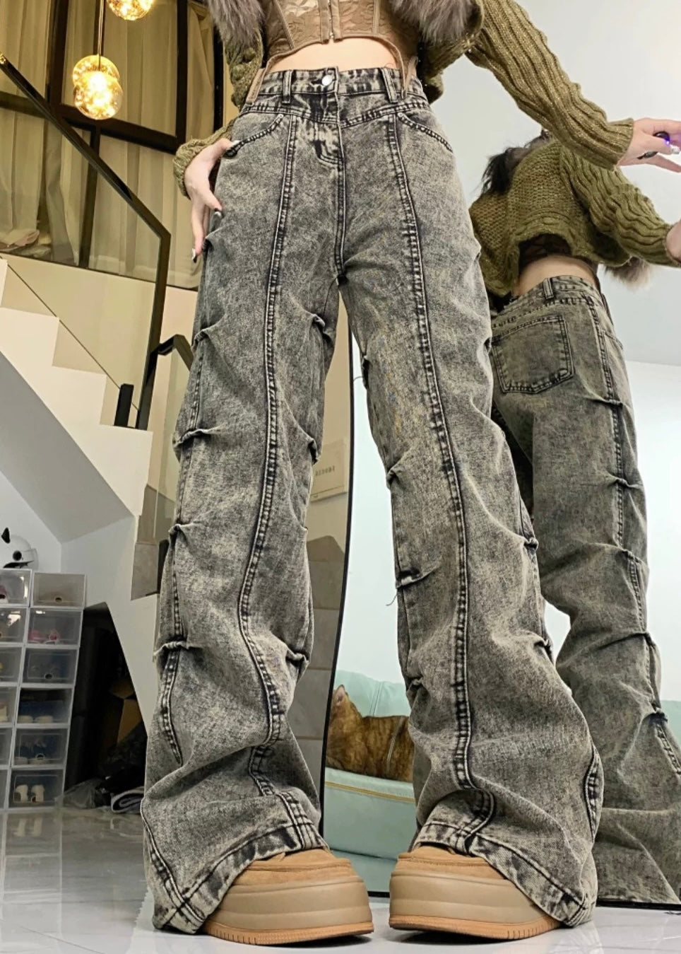 サイドタックデニムフレアパンツ / VO1163