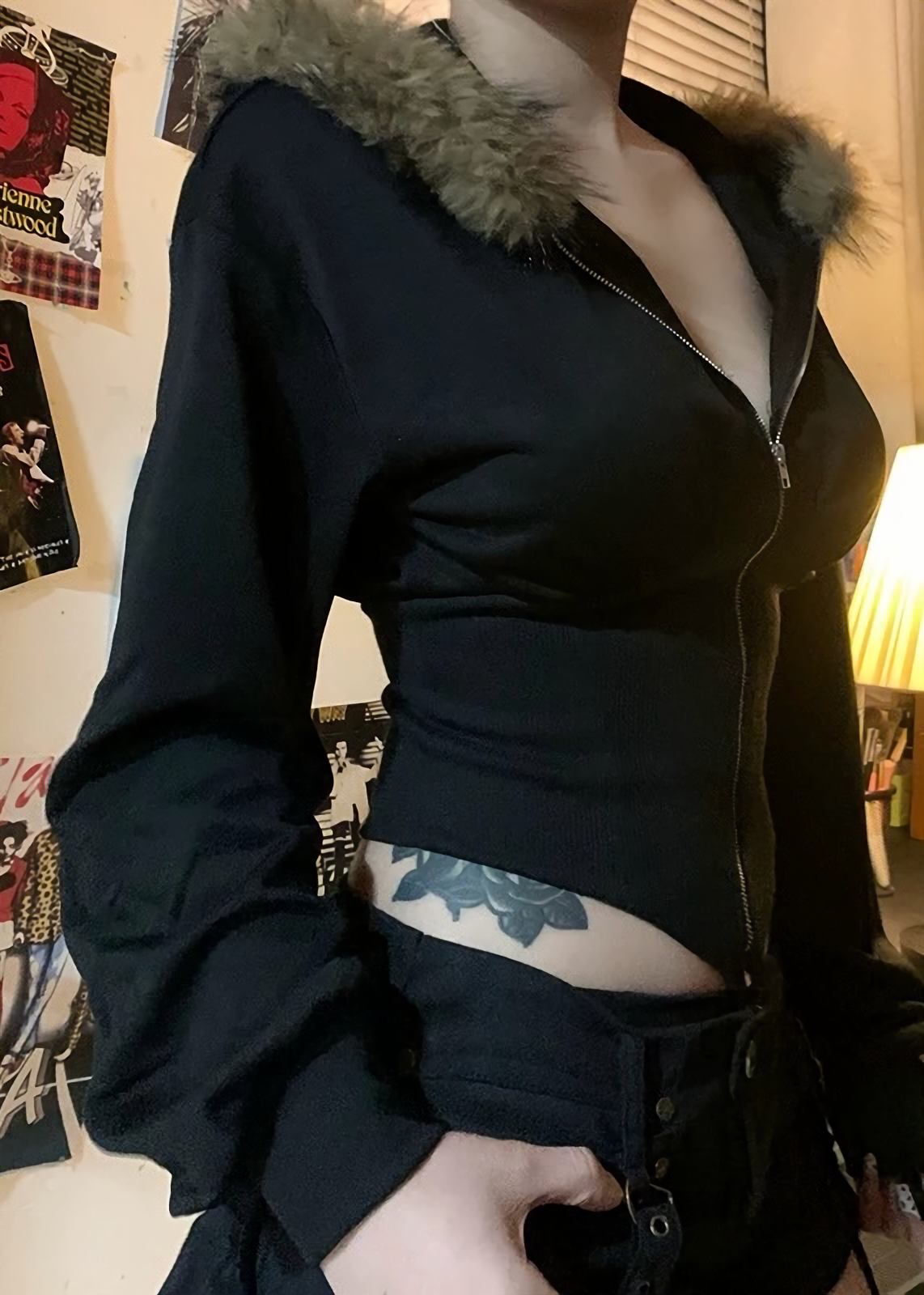 ファーフード付きジップパーカー / vo1285