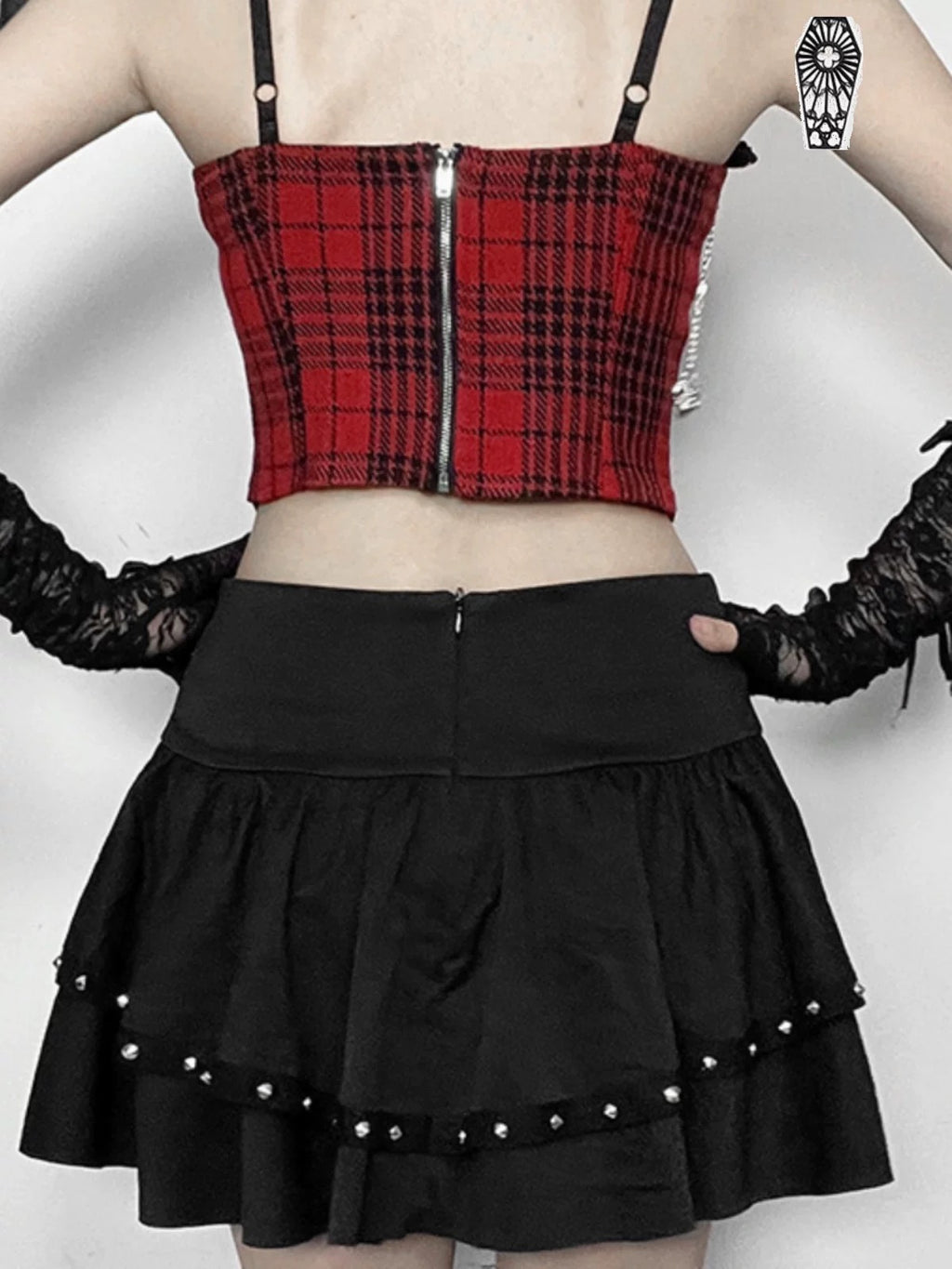 レースアップスタッズミニスカート / VO1241