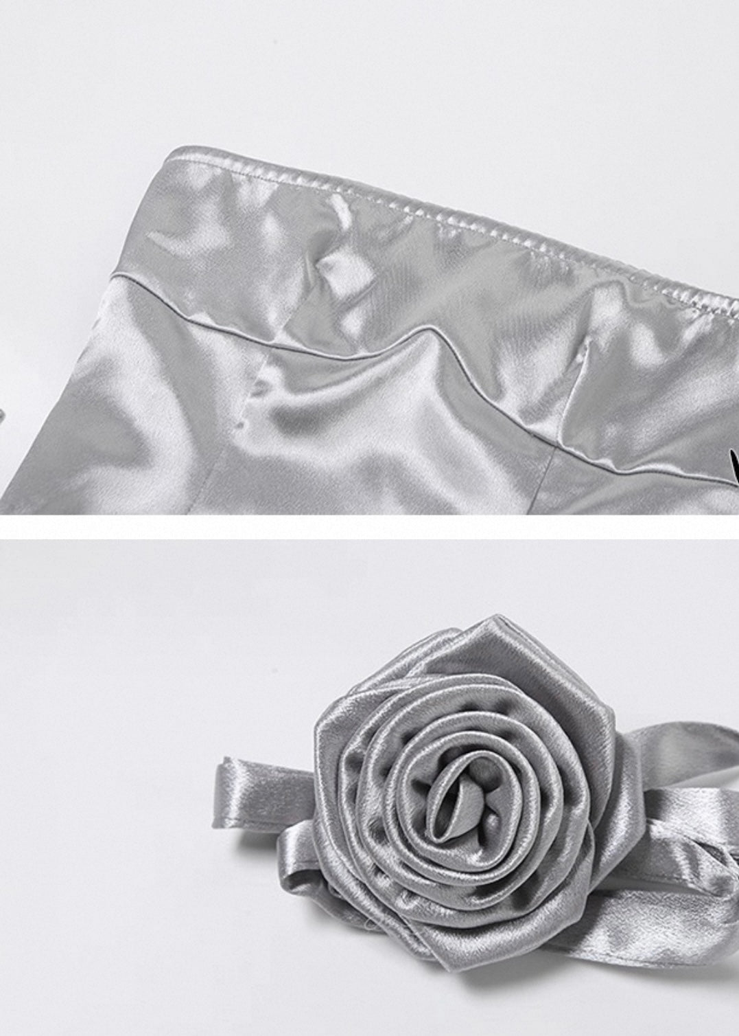 ローズストラップ付きサテンロンパース / VO1226