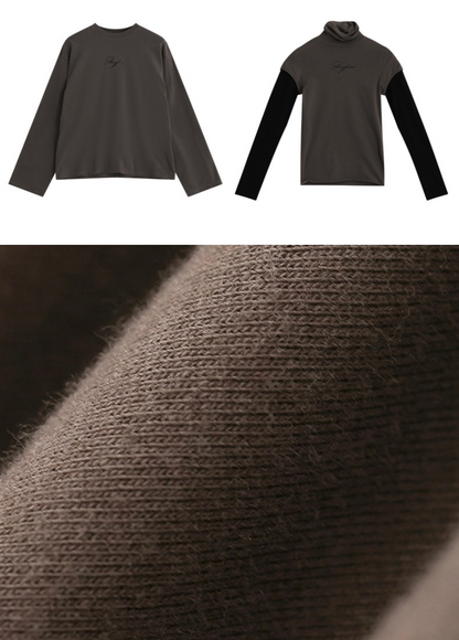 Fake Two Piece Slim T-Shirt & Loose Long Sleeve T-Shirt / AS1238