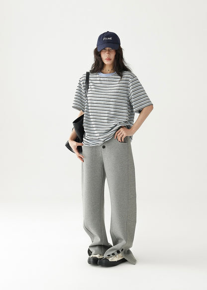 Striped short sleeve round neck T-shirt / AS1244