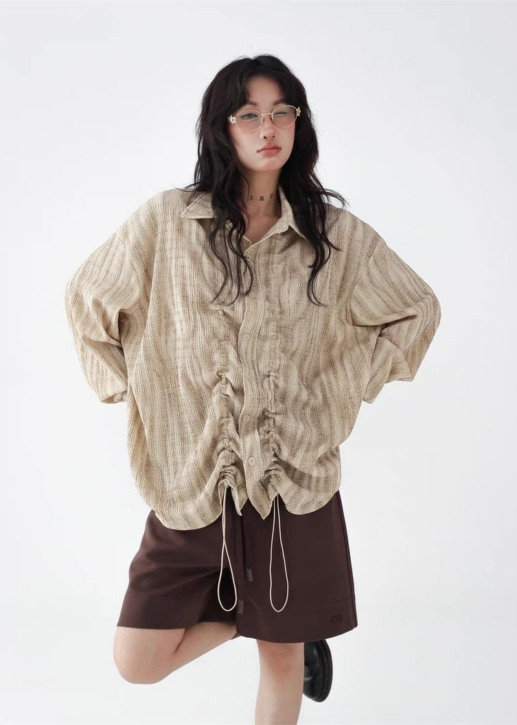 Ruffled drape casual long sleeve shirt / AS1262