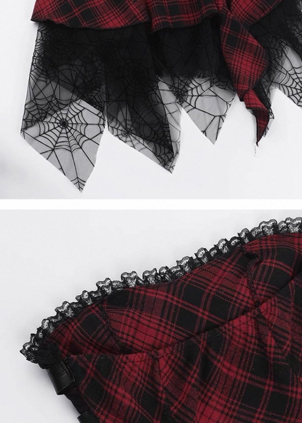 チェック柄ストラップレースワンピース / VO1222