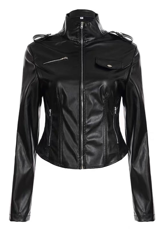 スタンドカラーPUショートジャケット / vo1297