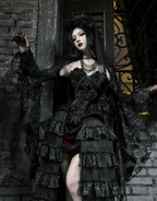 Crimson Gothic Velvet Corset Bustier & Gloves / CT01