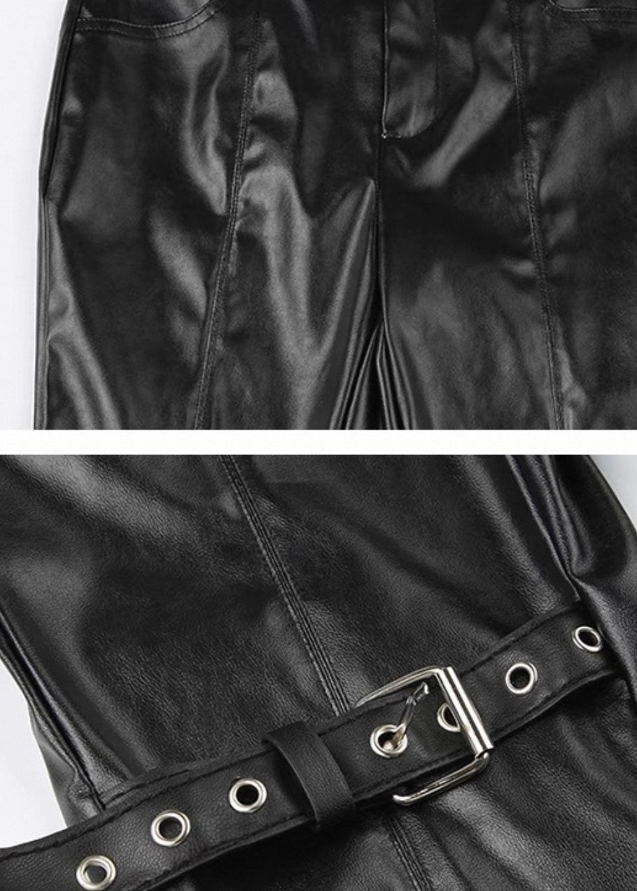 PUレザーフレアパンツ / VO1184