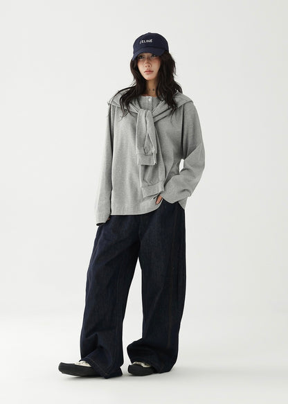Neck shawl long T-shirt / AS1226