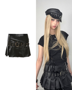 ベルト付きPUレザープリーツスカート / VO1207