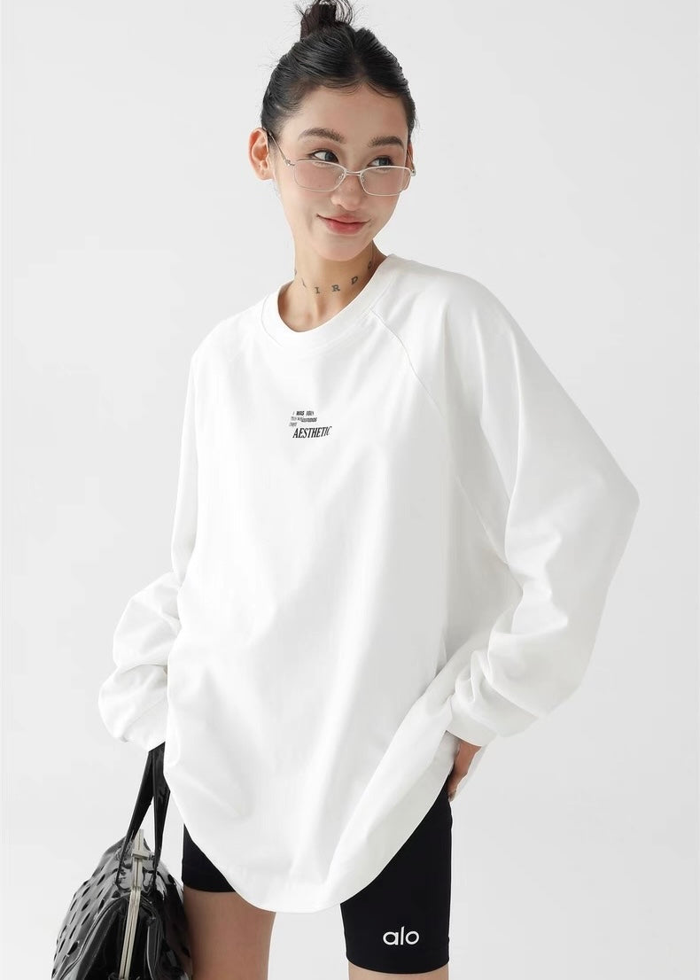 Basic print round neck long sleeve shirt / AS1263