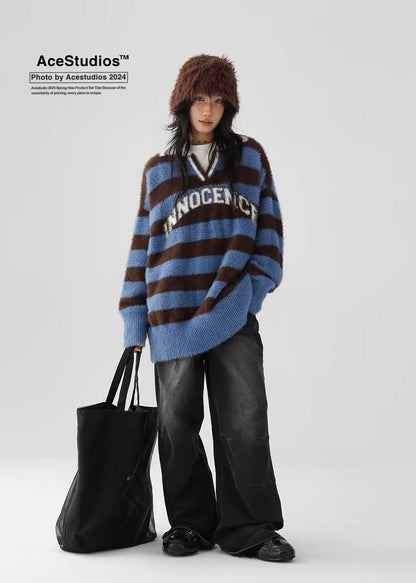polo neck striped knit / AS1125 