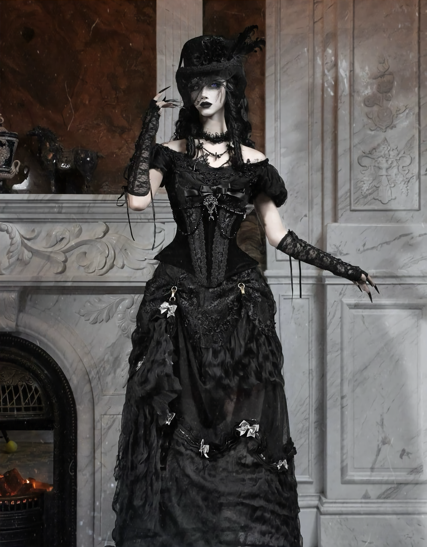 Goth One Shoulder Puff Sleeve Top / NC01