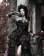 Crimson Gothic Velvet Corset Bustier & Gloves / CT01