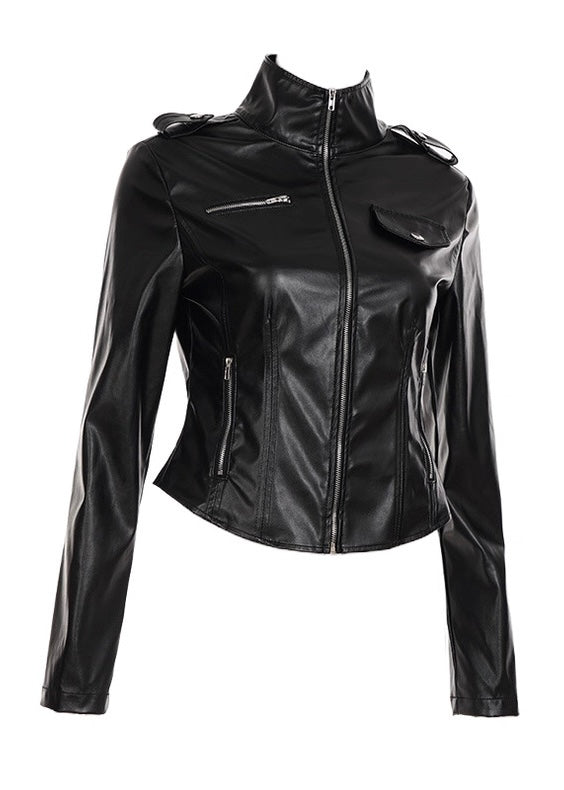 スタンドカラーPUショートジャケット / vo1297