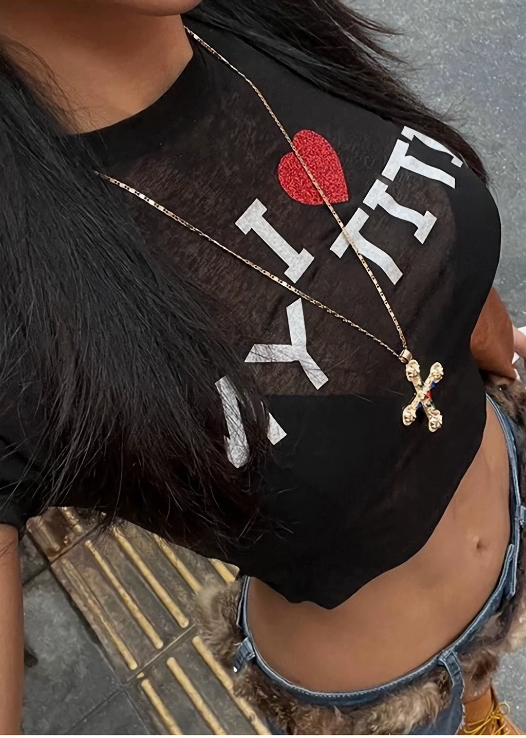 シアーレタープリント半袖 T / vo1279