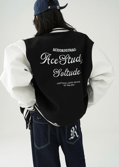 bicolor loose fit stadium jacket / AS1152