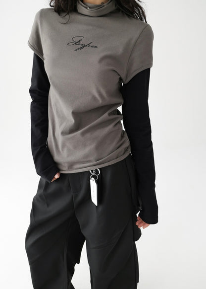 Fake Two Piece Slim T-Shirt & Loose Long Sleeve T-Shirt / AS1238