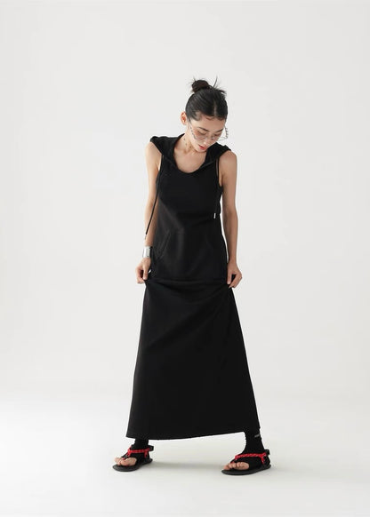 A-line long hooded dress / AS1300