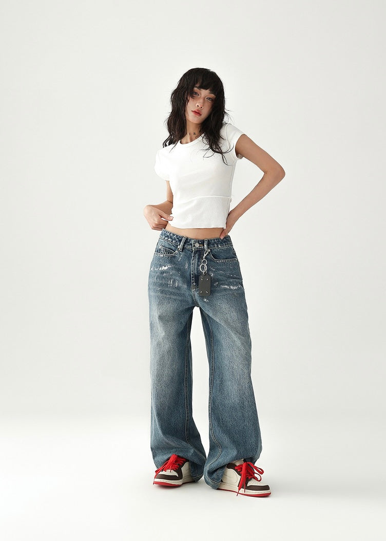 Straight wide denim pants / AS1220