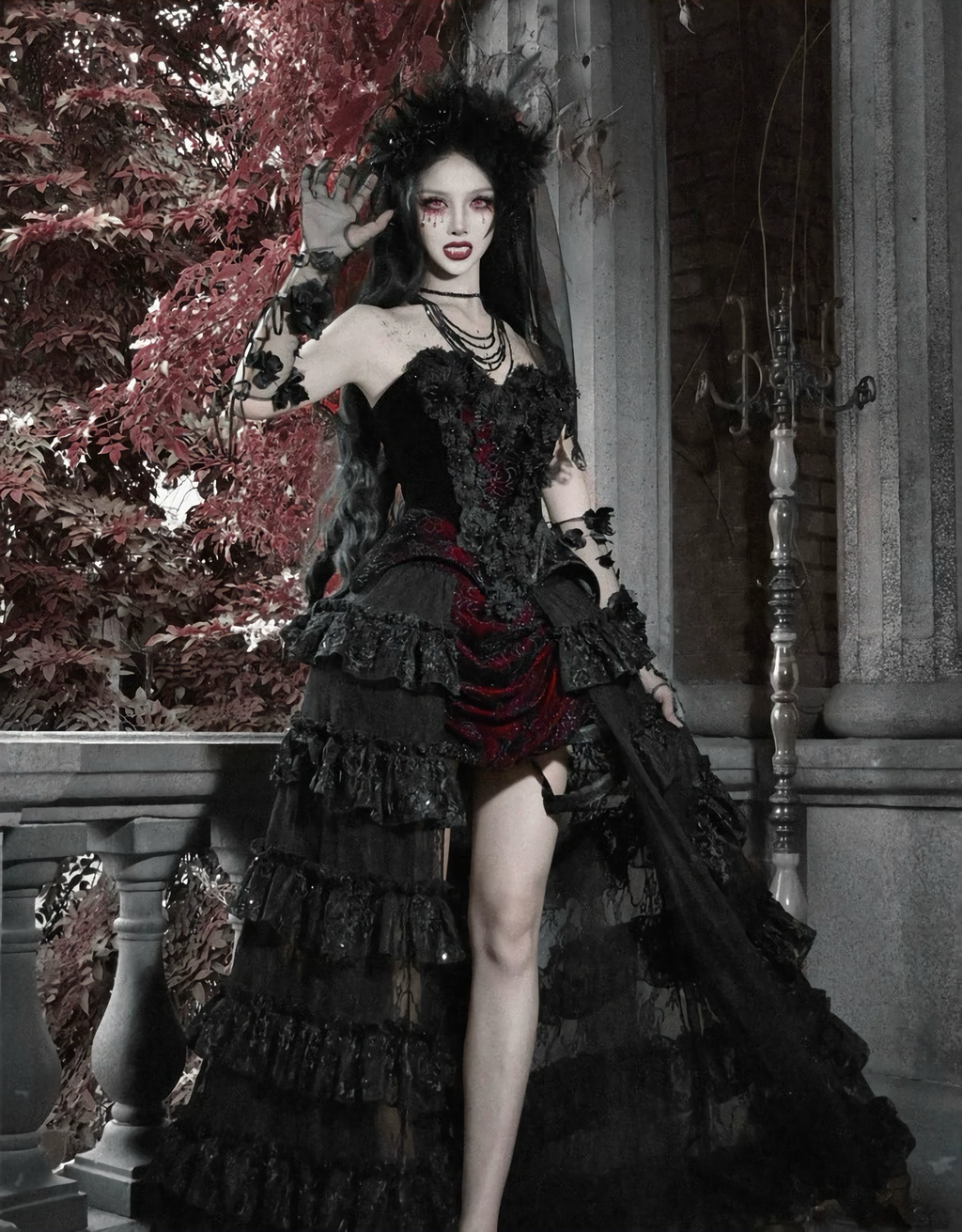 Scarlet Gothic Multi-Layer Tailored Skirt ＆ Cage Petti Coat / CT02