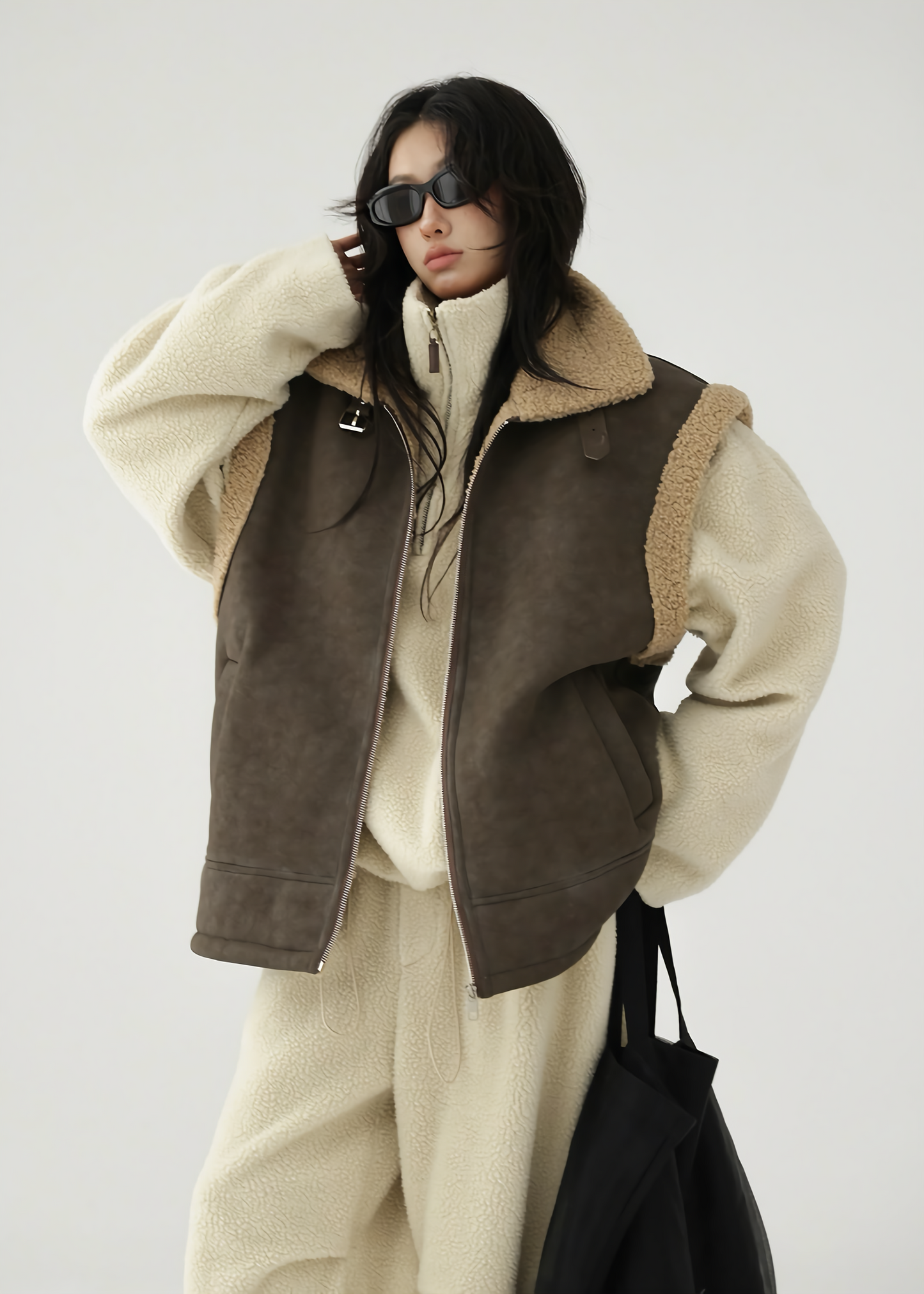 lamb fur fleece vest / AS1161