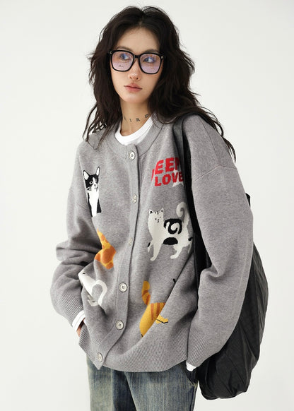 funny cat cardigan / AS1188