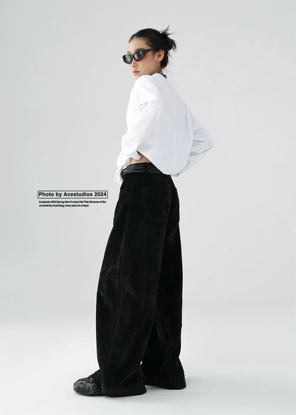 Loose casual chenille wide leg pants / AS1146 