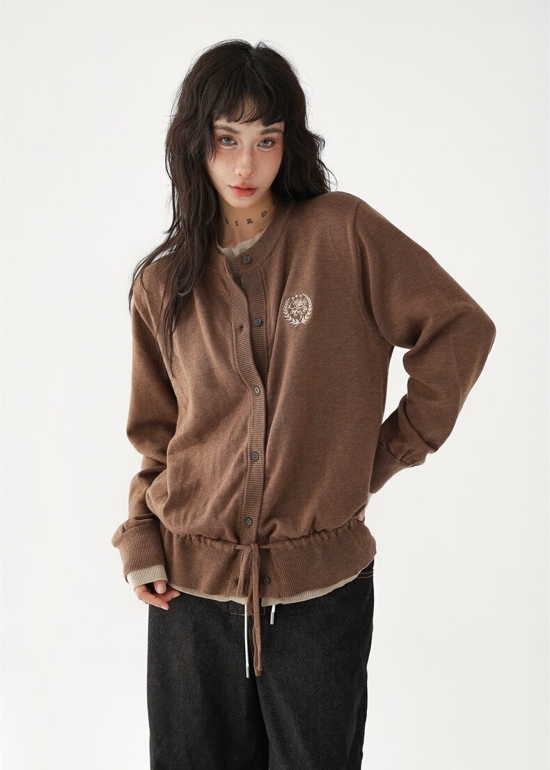 Drawstring knit cardigan / AS1212 