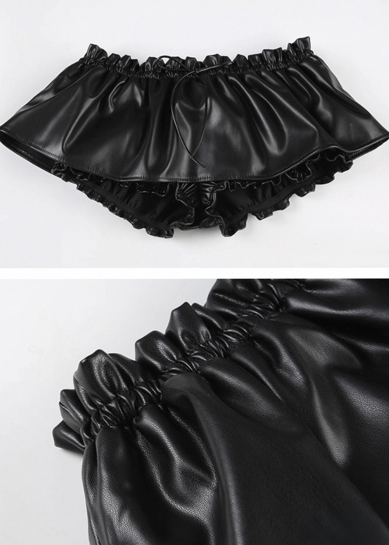 PUレザーショートフラワーパンツスカート / VO1127