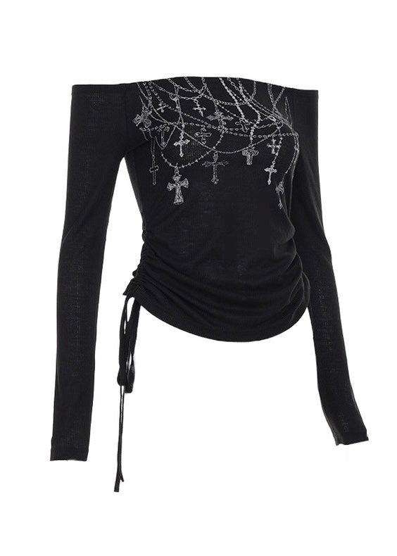 クロスチェーンプリントリボンT / vo1289