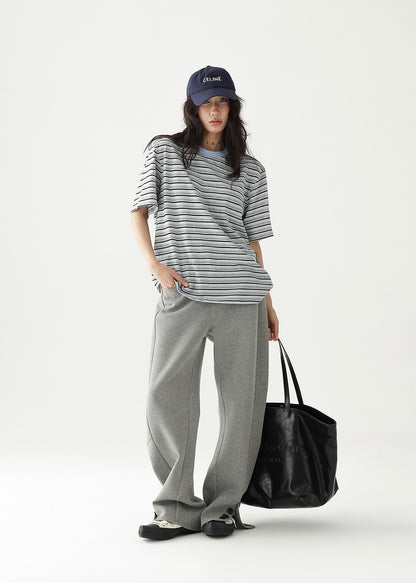 Striped short sleeve round neck T-shirt / AS1244