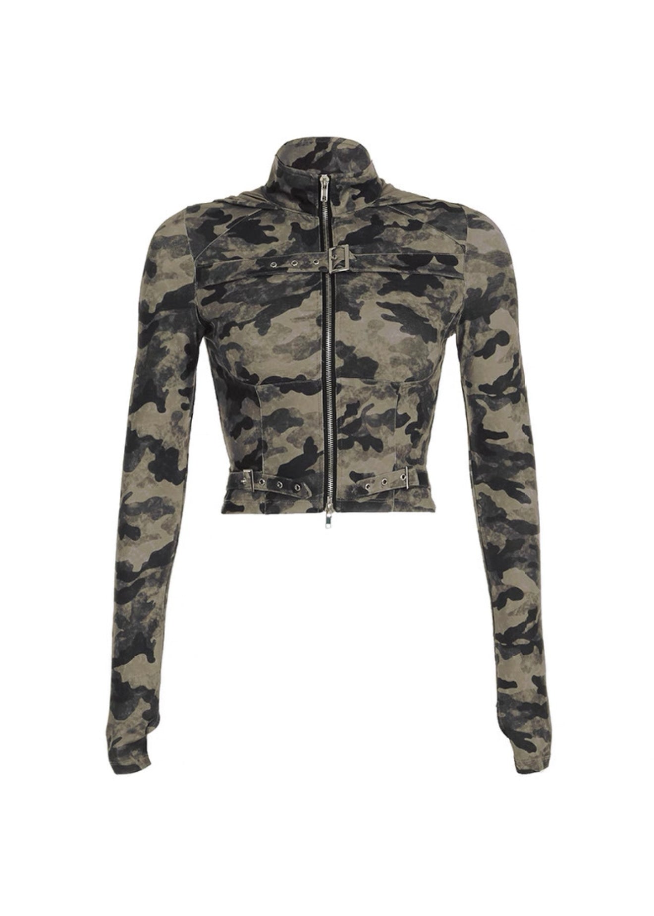フード付き迷彩柄ダブルジップジャケット / VO1228