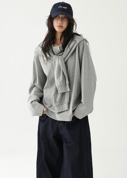 Neck shawl long T-shirt / AS1226