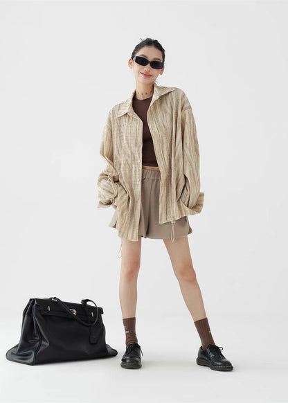 Ruffled drape casual long sleeve shirt / AS1262