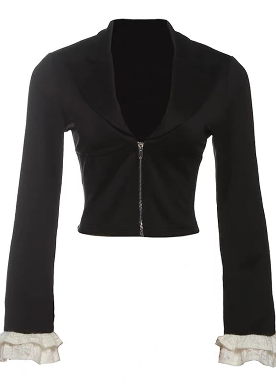ジッパーフリルクロップドジャケット / vo1263