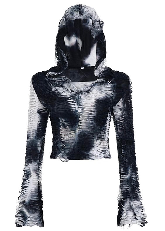 フード付きデザインスリムフィットトップス / VO1118