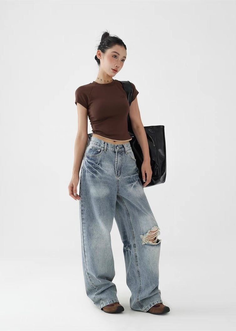 Blue Letter Denim Pants / AS1270